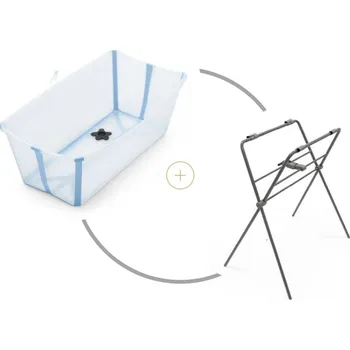 koupací vanička Stokke Skládací vanička Flexi Bath®, Ocean Blue + stojan na vaničku