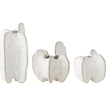 Bloomingville Sada tří kameninových váziček JAYCE, odstíny bílé