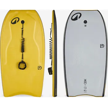 Bodyboard DECATHLON Bodyboard 500 Mesh + leash 40 ŠEDÁ|ŽLUTÁ