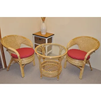 Sedací souprava Axin Trading Ratanová sedací souprava Kina medová s polstrem Polstr: Vínový melír