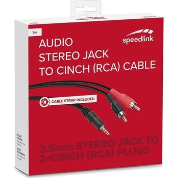 Audio kabel Speedlink Audio Stereo Jack to Cinch Cable, 2m HQ (SL-170303-BK)