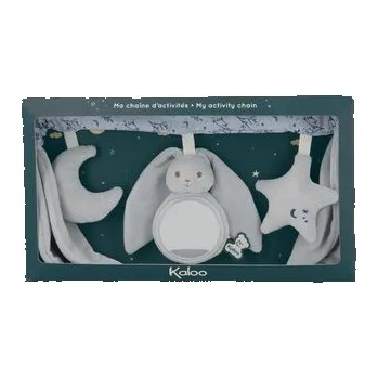 plyšák Kaloo Lapinoo Textilná reťaz s aktivitami na kočík a autosedačku modrá