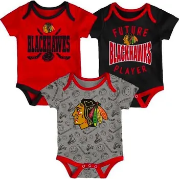 Pánské tričko Dětské body Fanatics Slam Dunk 3-Piece S/S Creeper Set Chicago Blackhawks 18 měsíců