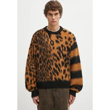 Dámská móda Svetr s příměsí vlny Aries Brushed Leopard AR2004204 hnědá 88X, vel. L