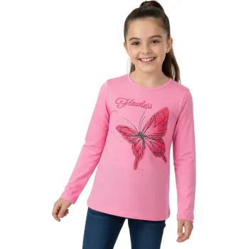 KUGO DÍVČÍ TRIČKO S MOTÝLEM MS7102 růžová 146