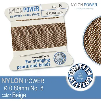 Nit NYLON Power velmi pevná nit GRIFFIN síla nitě 0,80mm Barva Beige