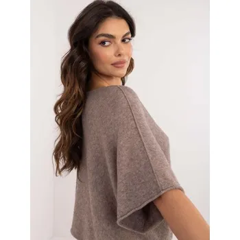 Dámský svetr Tmavě béžový oboustranný oversize svetr