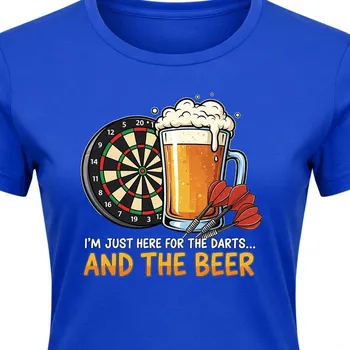 Dámské tričko Dámské tričko Šipky - Darts and Beer - velikost XL, Barva Modrá