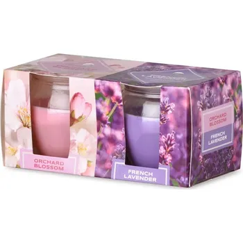 Emocio Sklo 65x63 mm 2 ks v krabičce Orchard Blossom & French Lavender, vonná svíčka 2x60 gram 336 gram