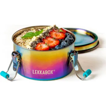 Svačinový box Lekkabox nerezový svačinový box Round - Rainbow stainless steel