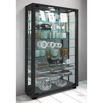 Komoda VCM Vitrína Lumo Mini se zrcadlem, včetně LED osvětlení, černá 487264