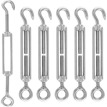 solární set Napínač lanka napínáku, 6dílný, nerezová ocel 304, nastavitelný, hák napínáku M6 OC, napínací hák