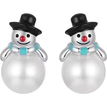 Náušnice GRACE Silver Jewellery Stříbrné náušnice Sněhuláčci s perlou – stříbro 925/1000 E-BSE1095/339 Stříbrná Bílá