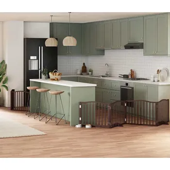 klec pro psa vidaXL Zábrana pro psy s dvířky skládací 8 panelů 640 cm topol [3155618] Barva: Hnědá