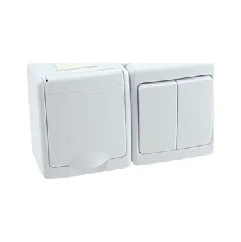 Elektrická zásuvka Zásuvka s přepínačem dvojitým č.5 na omítku IP44 bílá