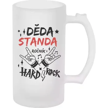 Sklenice Půllitr pro dědečka - Děda, ročník HARD ROCK - matný