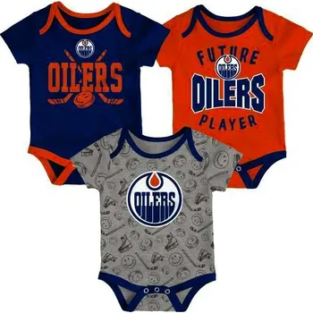 Pánské tričko Dětské body Fanatics Slam Dunk 3-Piece S/S Creeper Set Edmonton Oilers 18 měsíců
