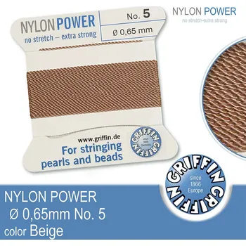 Nit NYLON Power velmi pevná nit GRIFFIN síla nitě 0,65mm Barva Beige