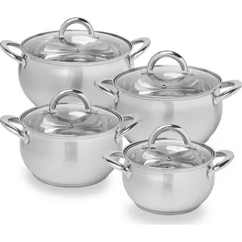 Sada nádobí Sada 4 nerezových hrnců s pokličkami MARTYNIKA