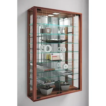 Komoda Vcm Nástěnná vitrína Vitrosa Mini se zrcadlem, ořechové jádro