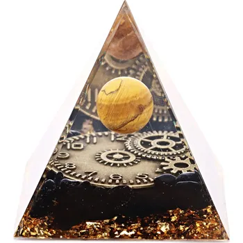 Drahý kámen Magieprirody.cz Orgonit pyramida 6x6 cm Obsidián kameny + Tygří oko kulička #OR122