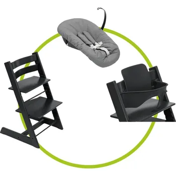 Akční set STOKKE Tripp Trapp židlička Black + Baby set + novorozenecká sada