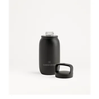 Láhev Waterdrop Izolační Funkční Termoska + Funkční Víčko na pití s Pítkem 400 ml / černá matná