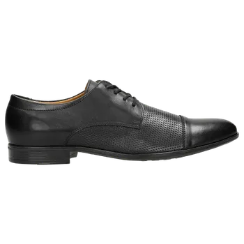 Pánské polobotky Elegantní Polobotky Pánské Z Hladké Černé Kůže Wojas 1014051 41