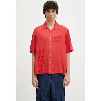 Košile Aries Ancient Column Satin Viscose Hawaiian Shirt AR4080003 červená 33X, vel. XL