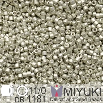 Korálek Korálky Miyuki Delica 11/0. Barva Galvanized Semi-Frosted Aloe DB1181. Balení 5g.