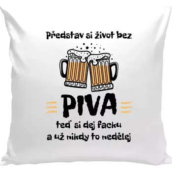 Polštář Polštář bílý 40x40 cm Představ si život bez piva