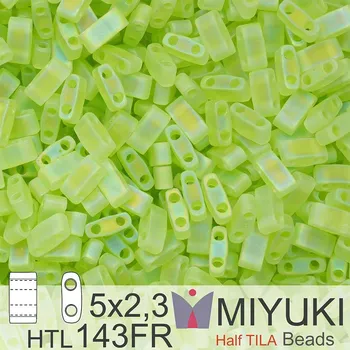 Korálek Korálky Miyuki Half Tila. Barva Matte Transparent Chartreuse AB HTL 143FR. Balení 3g