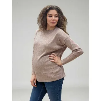 Těhotenský svetr Těhotenský a kojící svetr Molly 3v1 - světle hnědý melange Velikost: XL