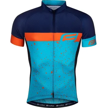 cyklistický dres Force dres SPRAY modro-oranžový vel.S