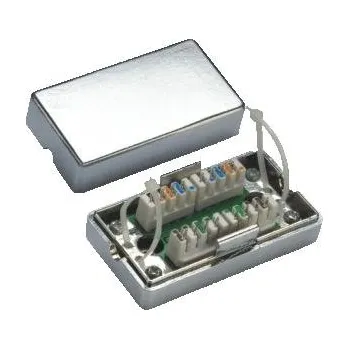 Síťový konektor DATACOM Spojovací BOX STP Cat5e 2* zářez. pole Silver