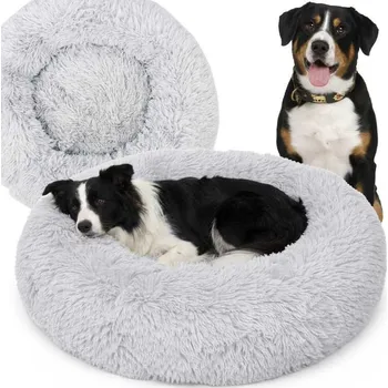 ohrádka pro psa Světle šedá Pohodlná plyšová postel Shaggy 80 cm Protiskluzové dno