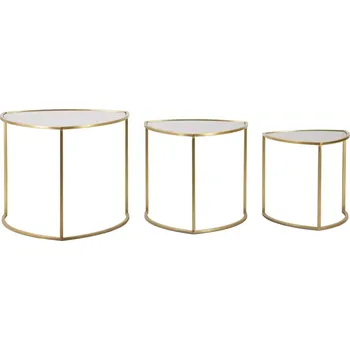 Konferenční stolek Sada 3 ks konferenčních stolků Triangle zlatá/čirá