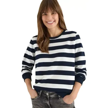 Dámská mikina Dámská pruhovaná mikina s kulatým výstřihem Cecil 303758 navy velikost M