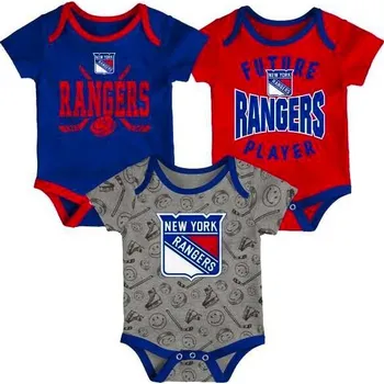Pánské tričko Dětské body Fanatics Slam Dunk 3-Piece S/S Creeper Set New York Rangers 24 měsíců