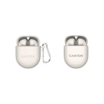 Sluchátka Canyon CNS-TWS6 CANYON TWS-6 BT sluchátka s mikrofonem, BT V5.3 JL 6976D4, pouzdro 400mAh+30mAh až 21h, béžová