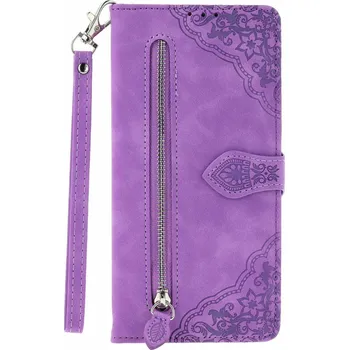 Pouzdro na mobilní telefon Pouzdro Xiaomi Redmi 14C knížkové se zipem fialové (kryt neboli obal na Xiaomi Redmi 14C)