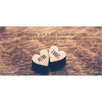 Svatební dekorace Svatební oznámení 180 – Srdíčka ze dřeva