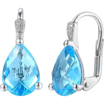 Náušnice Gems, Oslnivé náušnice Nerina v bílém zlatě, s Blue topazy a brilianty, 585-38-3-1358.1B00.0.00.HSI.603.08