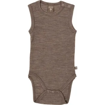 Merino body dětské bez rukávu hnědé nature melange Smallstuff Velikost: 86