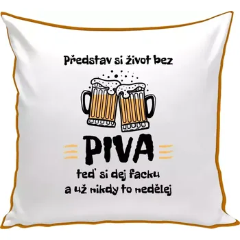 Polštář Polštář barevný 32x32 cm Představ si život bez piva