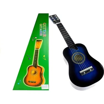 Hudební nástroj pro děti LEAN Toys Klasická dřevěná kytara pro děti Modrá vypadá jako skutečná