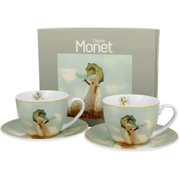 Porcelánové šálky na espresso s podšálky DUO ART GALLERY WOMAN WITH PARASOL BY C. MONET 110 ml 2 ks