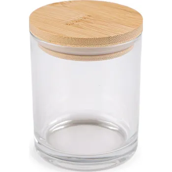 Výroba svíčky Sklenička na výrobu svíček s bambusovým víkem, barva transparent