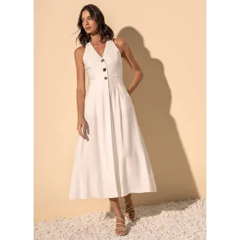 Dámské šaty Lez a Lez šaty s ozdobnými knoflíky smetanové Velikost: L