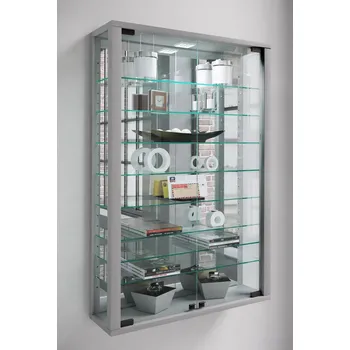 Komoda VCM Nástěnná vitrína Vitrosa Mini se zrcadlem včetně LED osvětlení, stříbrná 486937